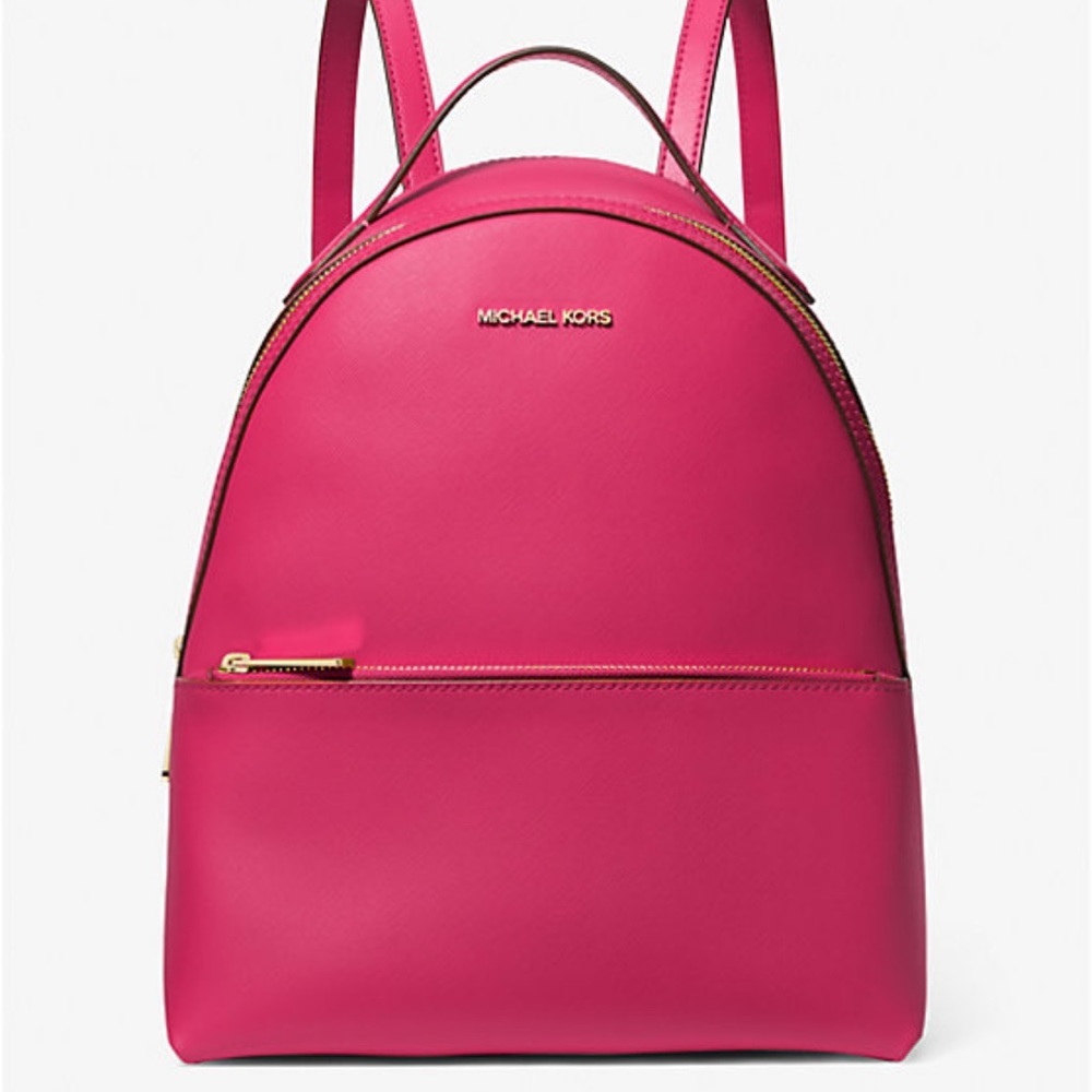 MICHAEL KORS 
Sheila Medium Faux Saffiano
Leather Backpack
Electric Pink 
NWT